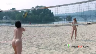 Dashing Young Nudist Chicks Have Fun At The Beach