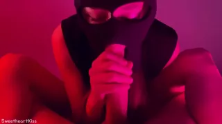 Best Juicy Blowjob From A Girlfriend In Balaclava. Big Cock Cum In Mouth