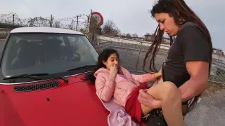 Petite Hot Chicks On Risky Sex In Public Street