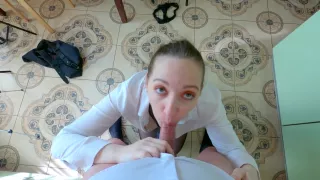 Old Teacher Fucks Submissive Student Hard! Girl Sucks Cock Licks His Ass And Gets Creampie