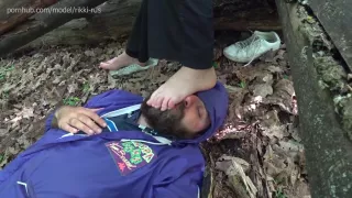Footfetish Outdoor. I Serve As A Coaster And A Foot Mat In The Forest So That She Does Not Get Them