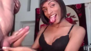 ebony shemale fucking her boyfriend  after a handjob