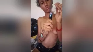 Slim Hawaiian Thot Smoking And Rubbing Her Pussy