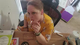 Sexy Brunette Secretary Having A Much Needed Smoke!!