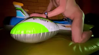 Blue Intex Air Strike plane fuck on waterbed