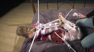 Olesya Hogtied With Of Ropes