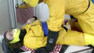 Yellow Rubber Girl Bondage Vibrator