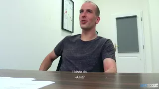 Bald Newcomer Riding Cock Bareback In A Casting Porn Video