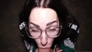 Whore With Glasses Makes Blowjob, POV