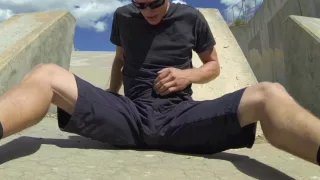Public Piss And Cum Inside Black Athletic Shorts
