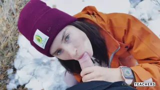 Longtime Girlfriend Agreed To Give A Blowjob On Top Of A Mountain With A Breathtaking View