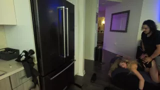 Oblivious Girlfriend In Background While Boyfriend Fucks Her Friend