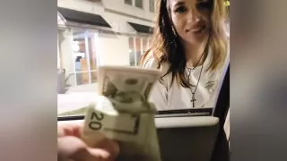 Beautiful Teen With Perfect Tits Sucks A Big Cock Until She Gets His Cum And His Cash