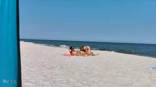 Sharing My Girl With A Stranger On The Public Beach. Threesome With Wet Kelly