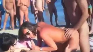 Group sex in public.