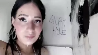 Latina Emo Deepthroats Huge Cock Through Gloryhole