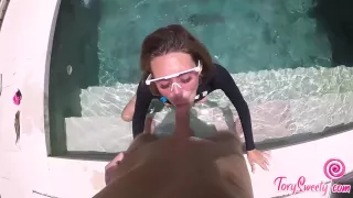 Sexy Babe Sucking Dick Near The Pool And Sensual Sex