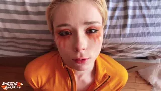 Babe Deepthroat And Cowgirl On Dick In Yellow Dress And Torn Tights