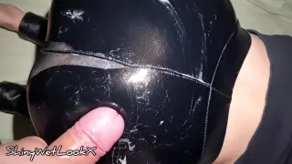 Shinywetlookx - Cum On My Oiled Ripped Tight Wetlook Leather Leggings