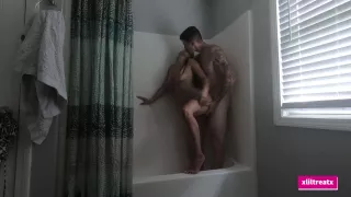 Neighbor Sucks And Fucks Cheating Husbands Hard Cock In Our Shower