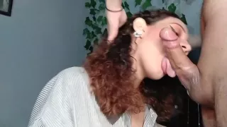 Curly-haired Beauty Sucks A Dick And Fucks In The Ass