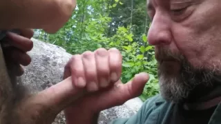 Older Guy Has Fun Sucking A Younger Guys Cock In The Park