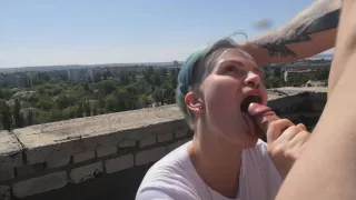 Dal V Rot I Trahnul Zhopastuu Suchku Na Krshe Doma. Sosweetyfuck 4k