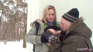 Charming Blonde Wanted To Make An Elderly Man Happy, So She Let Him Fuck Her Brains Out