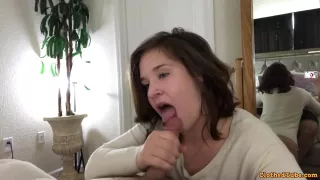 Slutty Teenie Stepsister Suck And Swallows Man Milk