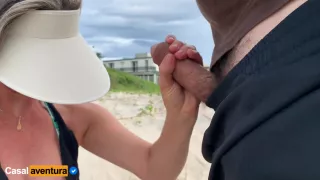 Very High Handjob Risk On Crowded Beach - Real Amateur