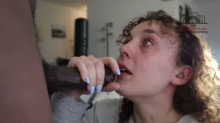 Up Close Teary Eye Sloppy Bbc Blowjob