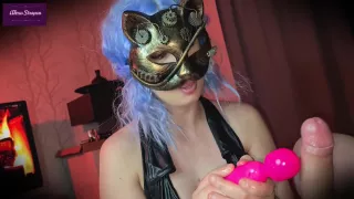 French Mistress Plays With Oil And A Vibrator On His Cock-alexa Strapon