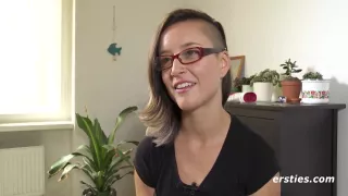 Sweet Sandy Rubs Her Shaved Pussy