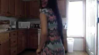 Brunette Dancing In Tight Skirt