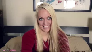 Adorable blondie with nice boobies Maci Cartel is ready to give a perfect pantyjob right now