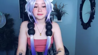 18 yo European teen is so cute with purple hair