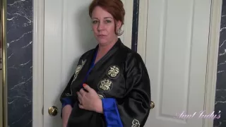 Chubby mature woman is having a shower in front of the camera, just for fun