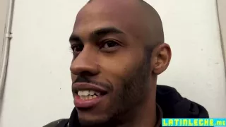 Straight black stud shows off his inked body for cash