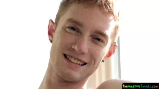 Ginger twink tugs on his cock solo