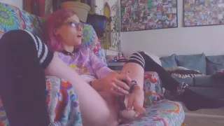 Tattooed Dom Takes his Emo sub to little Space/ makes her Beg to Play and Squirt/ Anal Plug/ BJ