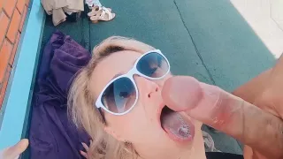 Public Blowjob Big Dick, Passionate rooftop Sex and Cumshot / CherryAleksa