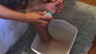 Scrubbing my feet
