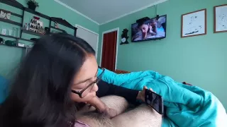 She loves having sex while watching porn - POV
