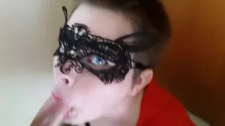 Masked Babe Sucking Cock