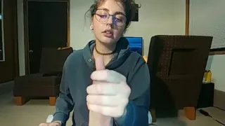 POV handjob with massive slow motion cumshot