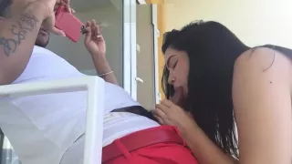 Alpha BBC enjoys a cigar while being serviced