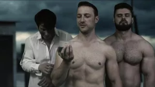 Trio of giants destroying the city