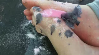 Wet and Messy (WAM) Footplay Outside