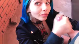 Cute Babe Public Blowjob Big Dick and Cum in Mouth Outside