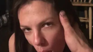 Pretty girl face fucked and jizzed on